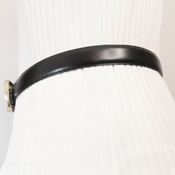 Liz Claiborne Black Belt Womens Medium Waist Fullgrain Semi Aniline Leather - Picture 2 of 13